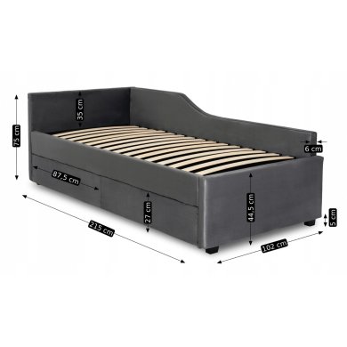 Ліжко Mebel Elit JONAS Welur 90x200 см Сірий - 10 Ліжко Mebel Elit JONAS Welur 90x200 см Сірий ME.JONAS/90/CP/V/LOZZPOJ фото - 10