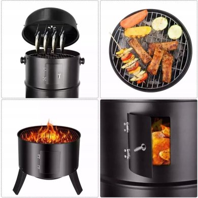 Угольный гриль-коптильня Garden Line BBQ5306 Черный - 2 Угольный гриль-коптильня Garden Line BBQ5306 Черный BBQ5306 фото - 2