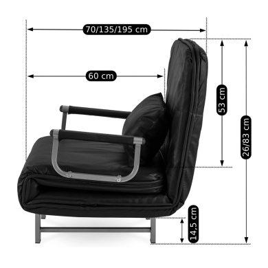 Крісло м'яке розкладне Mebel Elit DARK Чорний ME.DARK/CZ/T/FW фото - 6