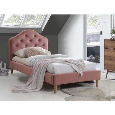 Кровать Signal Chloe Velvet | 90x200 / Античный розовый / Дуб CHLOEV90RD