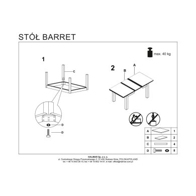 Раскладной обеденный стол Halmar BARRET Белый V-PL-BARRET-ST фото - 4