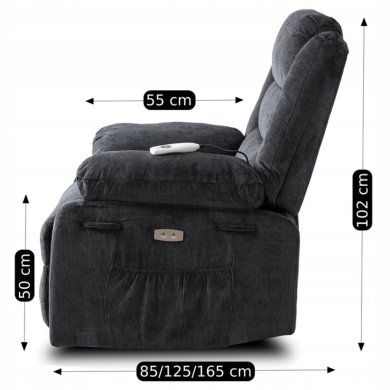 Кресло мягкое раскладное с реклайнером Mebel Elit JASPER Черный ME.JASPER/CZ/T/FW фото - 15