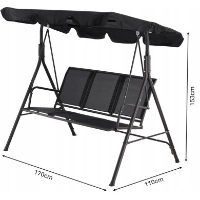 Садовые качели Garden Line 170x110x153 см Черный - 7 Садовые качели Garden Line 170x110x153 см Черный KRE3118 фото - 7