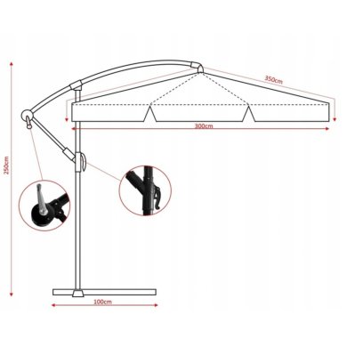 Садовый зонт с чехлом и LED Garden Line BANANA 300 см Бежевий - 9 Садовый зонт с чехлом и LED Garden Line BANANA 300 см Бежевий GAO1503 фото - 9