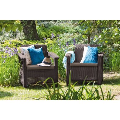 Комплект садових крісел Keter CORFU 2 шт Коричневий - 5 Комплект садових крісел Keter CORFU 2 шт Коричневий 258944 фото - 5