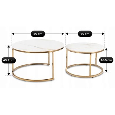 Комплект журнальных столов Mebel Elit MILANO Marmur 2 шт Белый ME.MILANO/BM/ZL/L фото - 6