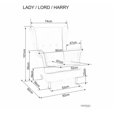 Кресло мягкое Signal HARRY Welur Черный HARRYV19W фото - 5