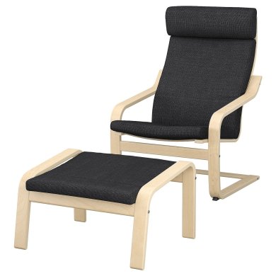 IKEA Кресло-качалка с подставкой POANG Темно-серый (ИКЕА ПОАНГ) 89484240