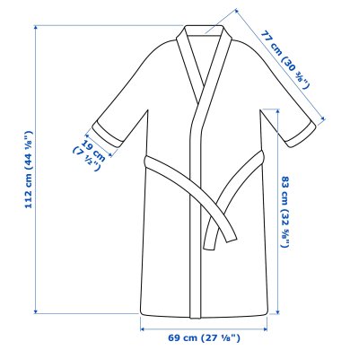IKEA Халат ROCKAN L/XL 69x112 см Сірий (ИКЕА ROCKÅN) 50392029 фото - 2