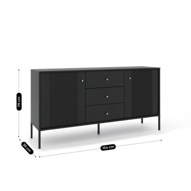 Комод Mebel Elit SOFT 2 Черный W.ISEO/CZ/KOM2D3S фото - 6