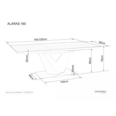 Розкладний обідній стіл Signal ALARAS III Білий ALARAS3BB160 фото - 11