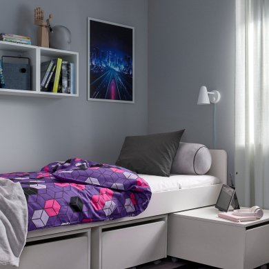 IKEA Комплект постільної білизни BLASKATA 150x200 см Принт (ИКЕА СВЕТИТЬ) 10569505 фото - 5