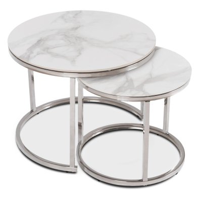 Комплект журнальных столов Mebel Elit AMARA Marmur 2 шт Белый ME.AMARA/BM/SR/CER/L