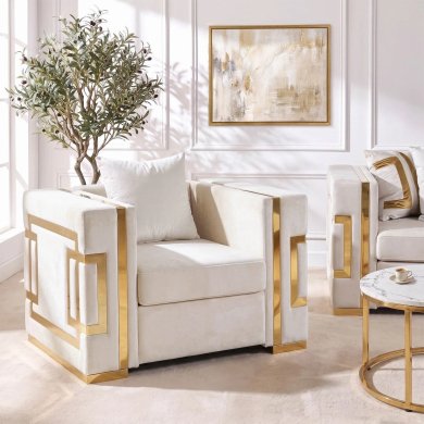 Кресло мягкое Mebel Elit PALLAZO 1S Welur Кремовый ME.PALLAZO1S/KR/ZL/V/FW фото - 7