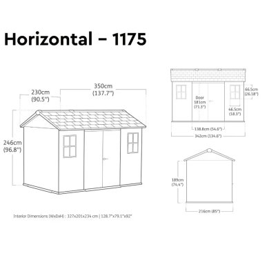 Садовий будиночок Keter NEWTON PLUS 230х350х246 см Сірий 259110 фото - 15