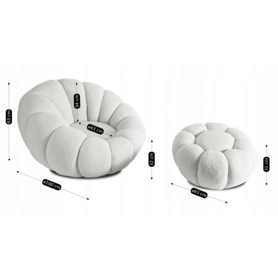 Кресло мягкое поворотное с пуфом Mebel Elit PETTIT Кремовый - 7 Кресло мягкое поворотное с пуфом Mebel Elit PETTIT Кремовый ME.PETTIT/KR/TB/FW фото - 7