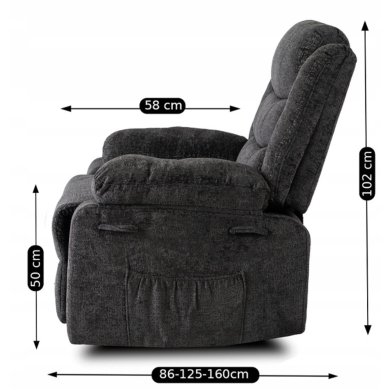 Кресло мягкое раскладное с реклайнером Mebel Elit ARTURO Welur Черный ME.ARTURO/CZ/V/FW фото - 14