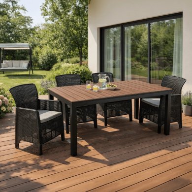 Комплект садових меблів Mebel Elit ARGOS FRESNO BIG 4 Чорний ME.ARGOS/160-260/O/CZ/OGR/S:1|ME.FRESNO/CZ/RT/FW:4 фото - 11