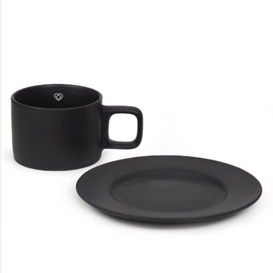 Чашка с блюдцем Homla MARIN 200 мл Черный - 2 Чашка с блюдцем Homla MARIN 200 мл Черный 222319 фото - 2