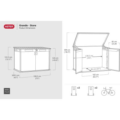 Садовый шкаф Keter CORTINA MEGA 2020 л Графит 255146 фото - 6