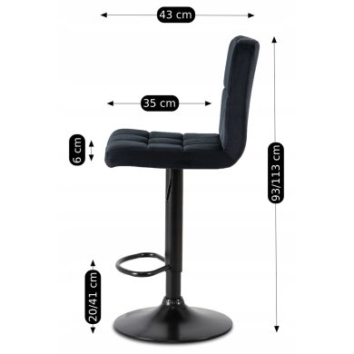 Барный стул Mebel Elit NERO Welur Черный ME.NERO/CZ/CZ/V/H фото - 10