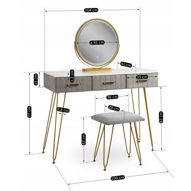 Туалетный стол c пуфом Mebel Elit SANDY Marmur Серый ME.SANDY/P/ZL/B фото - 7