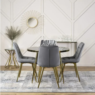 Обеденный комплект мебели Mebel Elit TINGA CARO | Черный / Золотой / Серый TINGA/BLACK/GOLD/CARGO/GREY/GOLD фото - 8