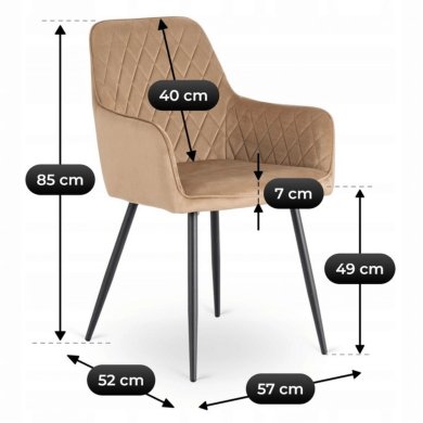 Обідній стілець Mebel Elit BRESSO Welur Бежевий ME.BRESSO/BZ/CZ/V/K фото - 9