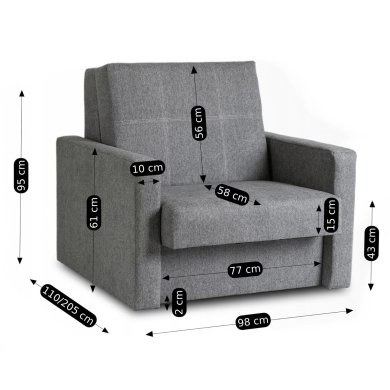 Кресло мягкое раскладное Mebel Elit MILAN 1 Серый PPHUE.MAJA1/POLARIS19/FW фото - 12