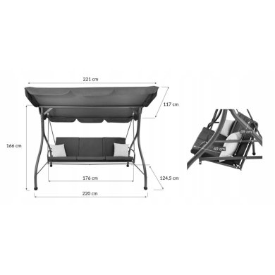 Садова гойдалка Kontrast CASABLANCA 221x125x166 см Сірий - 12 Садова гойдалка Kontrast CASABLANCA 221x125x166 см Сірий 5.17.27632 фото - 12