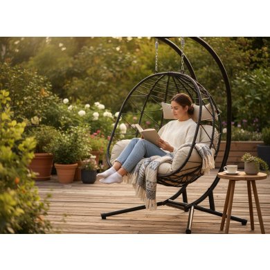 Подвесное кресло-кокон с складной корзиной Garden Line LUVO Черный FAT0930 фото - 3