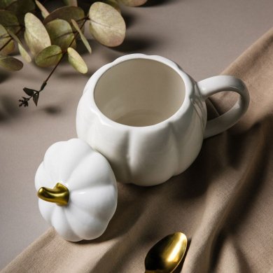 Кружка з кришкою Homla PUMPKIE 600 мл Білий 230763 фото - 4