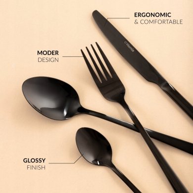 Набір столових приборів Homla Lugano Homla 24 шт. | Чорний - 9 Набір столових приборів Homla Lugano Homla 24 шт. | Чорний 215817 фото - 9