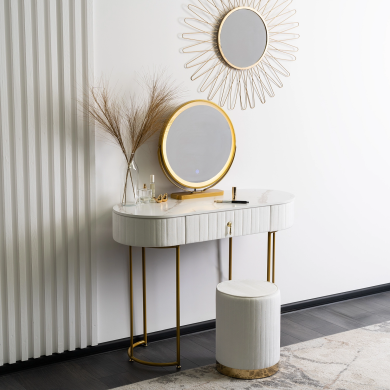 Туалетный стол c пуфом Mebel Elit SARAH Marmur Белый ME.SARAH/B/ZL/B фото - 3
