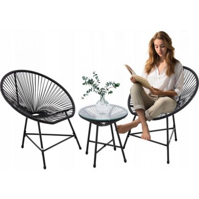 Комплект садових меблів Garden Line ACAPULCO  Чорний - 4 Комплект садових меблів Garden Line ACAPULCO  Чорний FAT3439 фото - 4