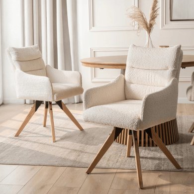 Обеденный стул поворотный Mebel Elit WILLA Boucle Кремовый ME.WILLA/KR/D/T/K фото - 5