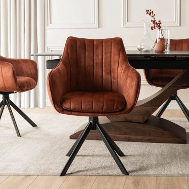 Обідній стілець поворотний Mebel Elit MUMBAI Welur Рудий ME.MUMBAI/RD/V/K фото - 7