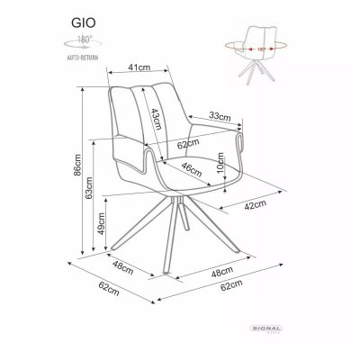 Обеденный стул поворотный Signal GIO Серый GIOCSZ фото - 5