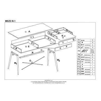 Письмовий стіл Halmar MEZO B-1 Дерево - 2 Письмовий стіл Halmar MEZO B-1 Дерево V-CH-MEZO-B1 фото - 2
