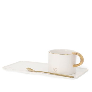 Чашка з блюдцем та ложкою Homla BOMLO 200 мл | Білий 200834 фото - 3