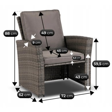 Комплект садових меблів Mebel Elit DELGADO Сірий ME.DELGADO/P/RT/OGR/ZES фото - 11