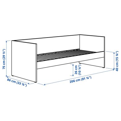 IKEA Кушетка с матрасом VIHALS 80x200 см Белый (ИКЕА ВИХАЛС) 19580565 фото - 4