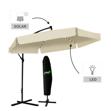Садовый зонт с чехлом и LED Garden Line BANANA 300 см Бежевий GAO1503