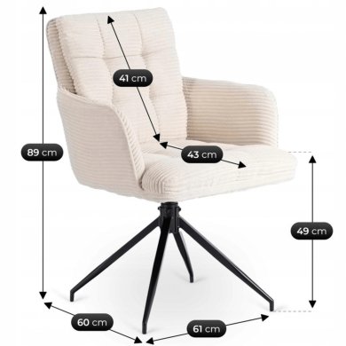 Обеденный стул поворотный Mebel Elit AKITA Velvet Кремовый ME.AKITA/KR/SZTR/K фото - 7