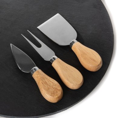 Сервірувальна дошка обертова з ножами Homla STONE 30 см Чорний 239459 фото - 3