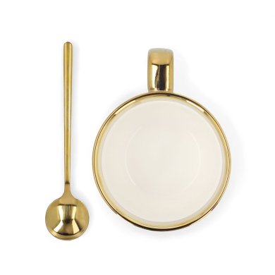 Кружка з ложечкою Homla SINNES 280 мл | Білий / Золотий 162888 фото - 2