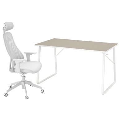 IKEA Компьютерный стол с креслом HUVUDSPELARE/MATCHSPEL Бежевый (ИКЕА ХУВУДСПЕЛАРЕ/МАТЧСПЕЛ) 29537388