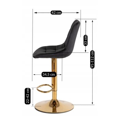 Барний стілець Mebel Elit ARCOS Welur Чорний ME.ARCOS/CZ/ZL/V/H фото - 12