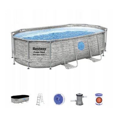 Каркасный бассейн Bestway 56714 POWER STEEL 427x250х100 см Сірий BES56714_grey
