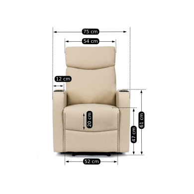 Кресло мягкое раскладное с реклайнером Mebel Elit ALAN Бежевый ME.ALAN2/BZ/T/FW фото - 11